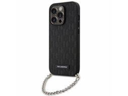Correia Monograma Saffiano para iPhone 14 Pro Max KARL LAGERFELD Rígida Preto