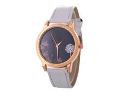 Relógio de Pulso Casal de Quartzo com Pulseira de Couro Pu Estilo Simples Cinza