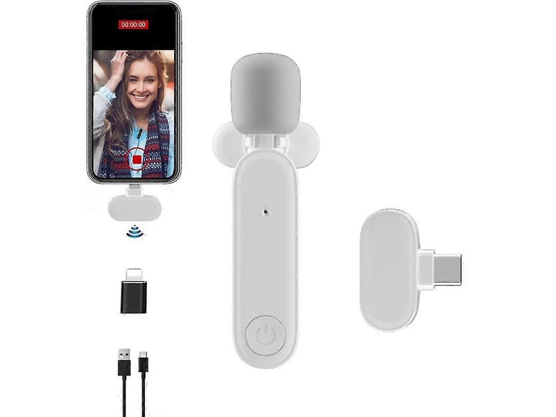 Microfone De Lapela, Mini Para Iphone E Android , Gravação Vídeo Móvel, Youtube Facebook Live (branco) Aquaforge (tipo C)