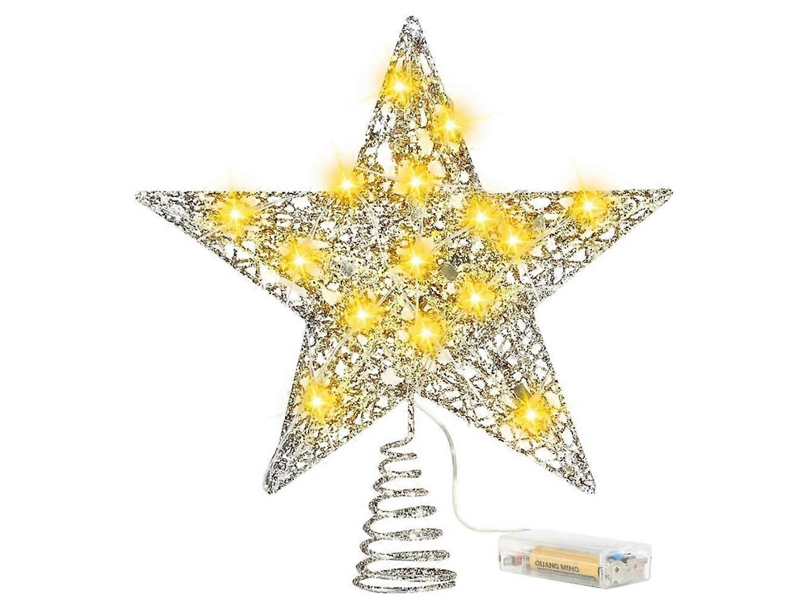 Estrela De Natal Com Glitter Em Pó E Led Para Decoração De Árvore De Natal Em Ferro. Hengjian