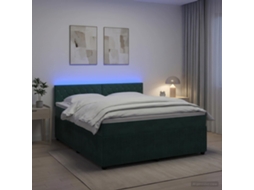 Vidaxl Cama Box Spring Com Colchão Verde-escuro 140 X 190 Cm Veludo