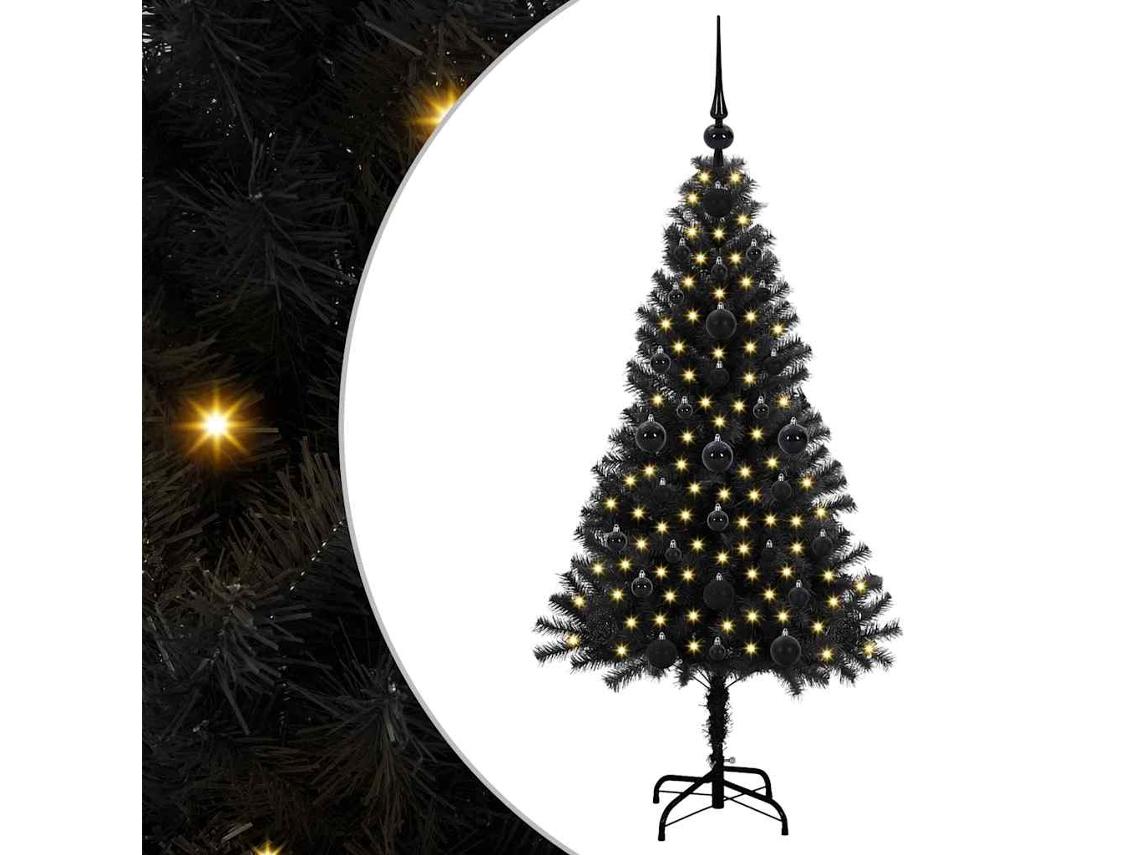Conjunto 1 Árvore De Natal Vidaxl Preto Pvc (120 Cm)