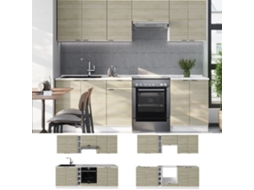 Cozinha Fame Line, 235cm Sem Plano De Trabalho, Lambris/branco Carvalho, Branco, Vicco