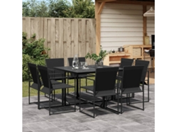 Vidaxl 9 Pcs Conjunto De Jantar Para Jardim Textilene Preto