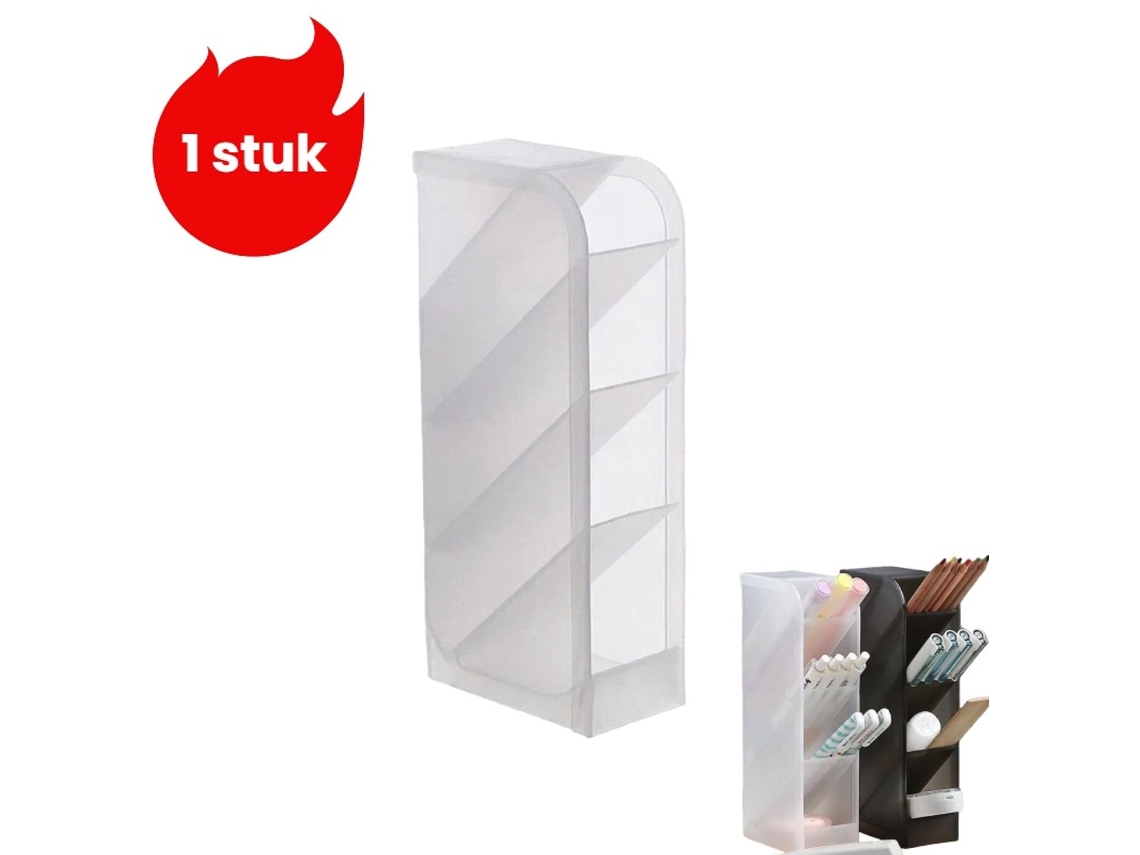 1 Unidade De Porta‑canetas Fosco Transparente Branco, Organizador Inclinado Multifuncional Para Papelaria E Cosméticos