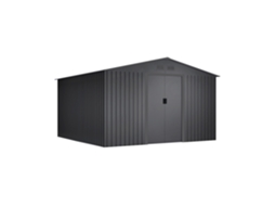 Abrigo De Jardim Exterior WASABI 10,2 M² Light Anthracite 4 Grelhas Anticondensação Porta De Correr Dupla Telhado De Duas Águas