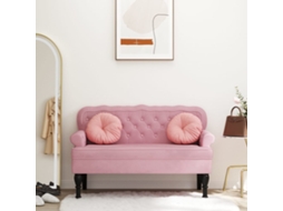 Vidaxl Banco Com Encosto 119,5x64,5x75 Cm Veludo Rosa