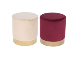 Repousa Pés Dkd Home Decor Bege Castanho Avermelhado Veludo 40 X 40 X 42 Cm (2 Unidades)