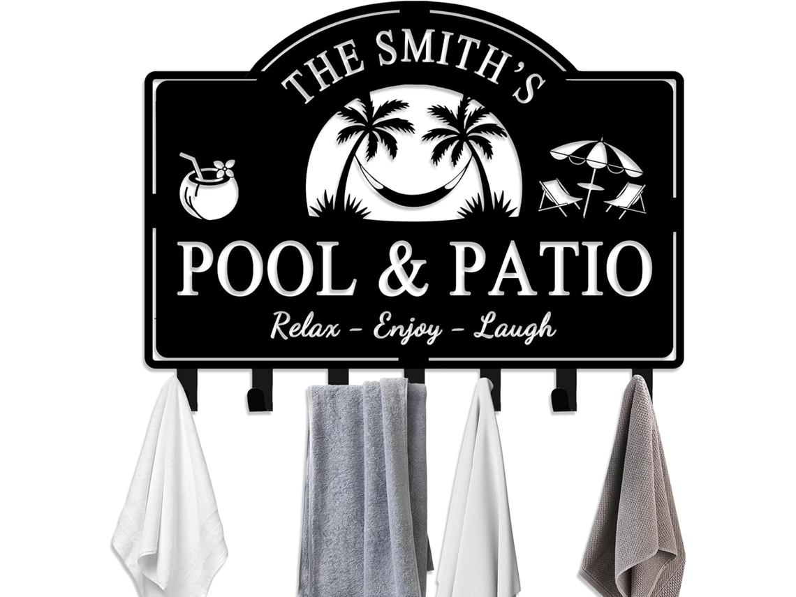 Suporte De Toalha Piscina Personalizado Para Uso Externo, Com Gancho Organizador Para Toalhas, Roupão, Toalha, Casaco