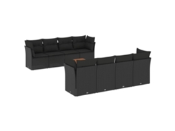 Conjunto de 9 Sofás para Jardim com Almofadões Vime Pe Preto MAISON EXCLUSIVE (9 pcs)