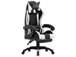 Vidaxl Cadeira Estilo Corrida C/ Apoio Pés Couro Artif. Branco/preto