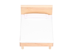 Mali cama de Casinha de Bonecas de Carvalho 1:12 Móvel Miniatura com Colchão Lençol e Almofada