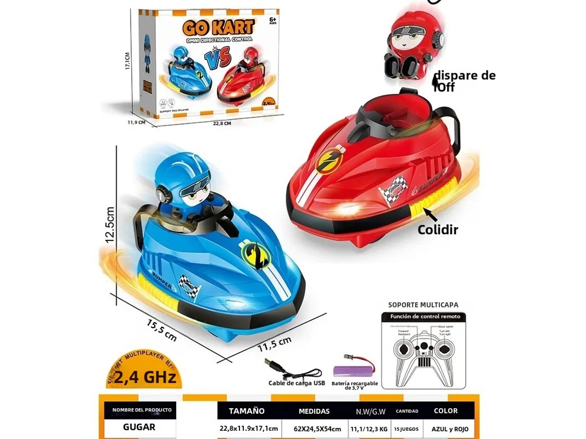 (vermelho E Azul 1) Carrinho De Bate-bate Infantil Com Controle Remoto, Ideal Para Duas Pessoas Brincarem, Jogo Interativo Entre Pais E Filhos.