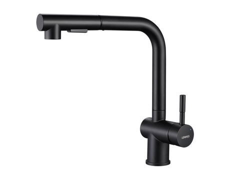 Torneira de Cozinha de Aço Inoxidável 360 Misturador de Pia Preto Giratório com 2 Funções Spray Extraível Borbulhador Removível LONHEO MAX