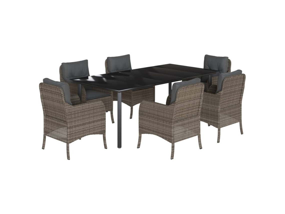 Garden Dining Set, Garden Dining Sets Vidaxl Cinzeto Rattan / Vime (mesa Com 200 Cm De Comprimento)