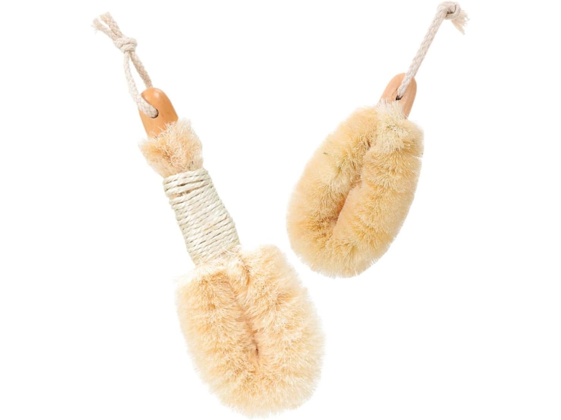 Conjunto De Escovas Corporais Nolitoy Com Cabos Madeira Sisal, 2 Unidades, Esfoliação Suave, Pegada Confortável Para