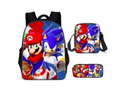 Conjunto De Três Peças De Mochila De Estudante  Mario12*