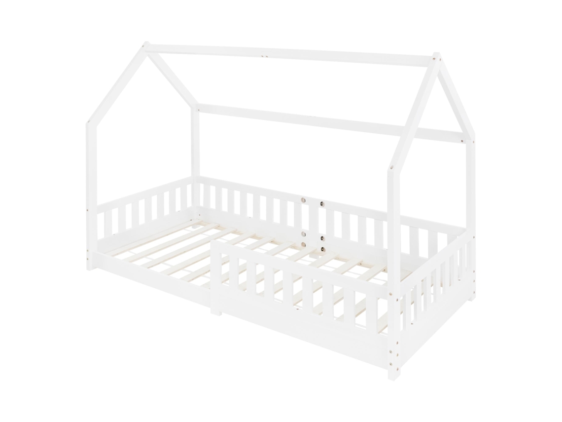 Cama de crianças ML-Design 90x200cm cor blanco  com ripas de pinho em forma de casa