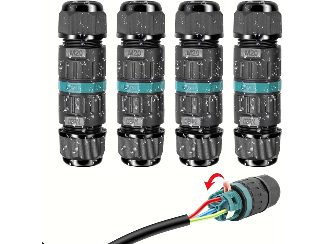 Conector Elétrico À Prova D'água Ip68, Saída Para Cabo De 3 Fios