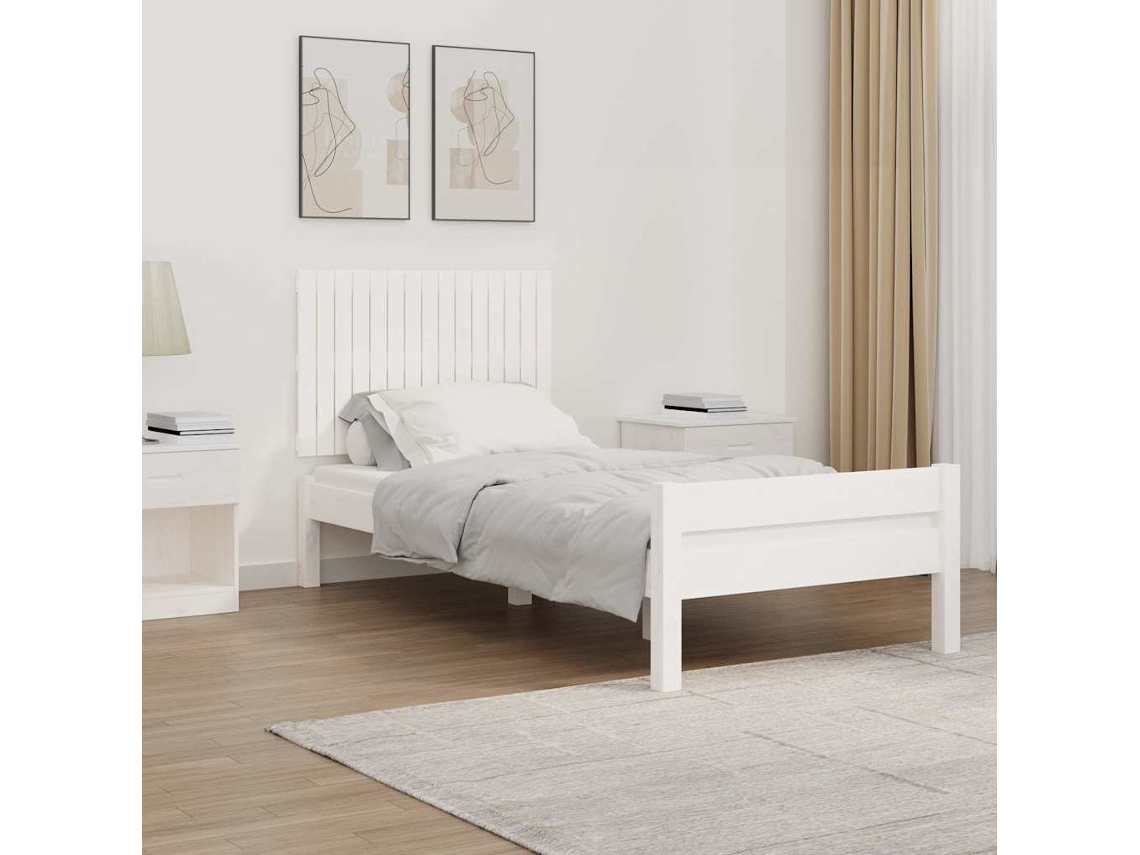 Vidaxl Cabeceira De Parede 95,5x3x60 Cm Madeira De Pinho Maciça Branco