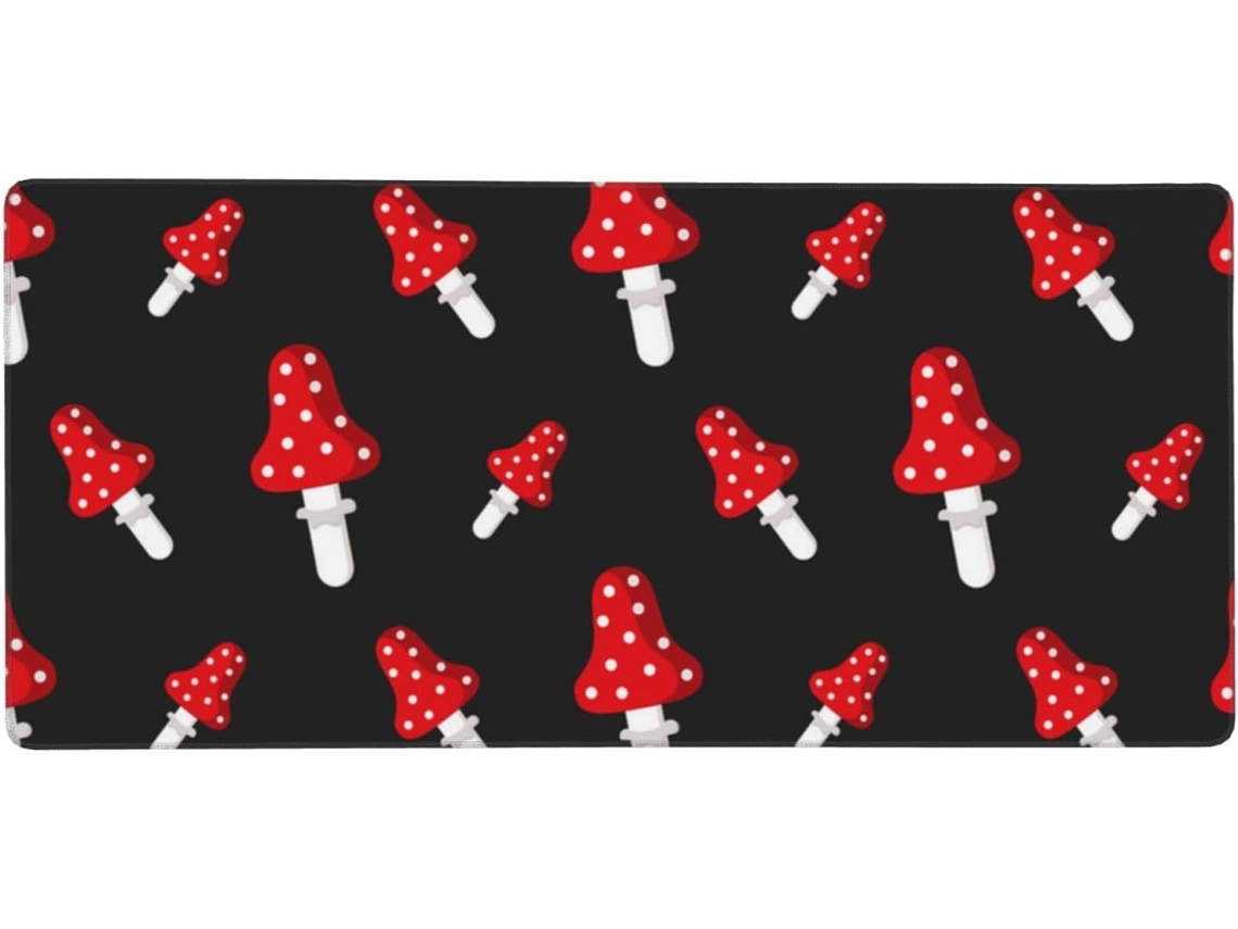 Mousepad Grande para Computador com Estampa de Cogumelo Amanita e Base Borracha Antiderrapante, 40 X 90 Cm