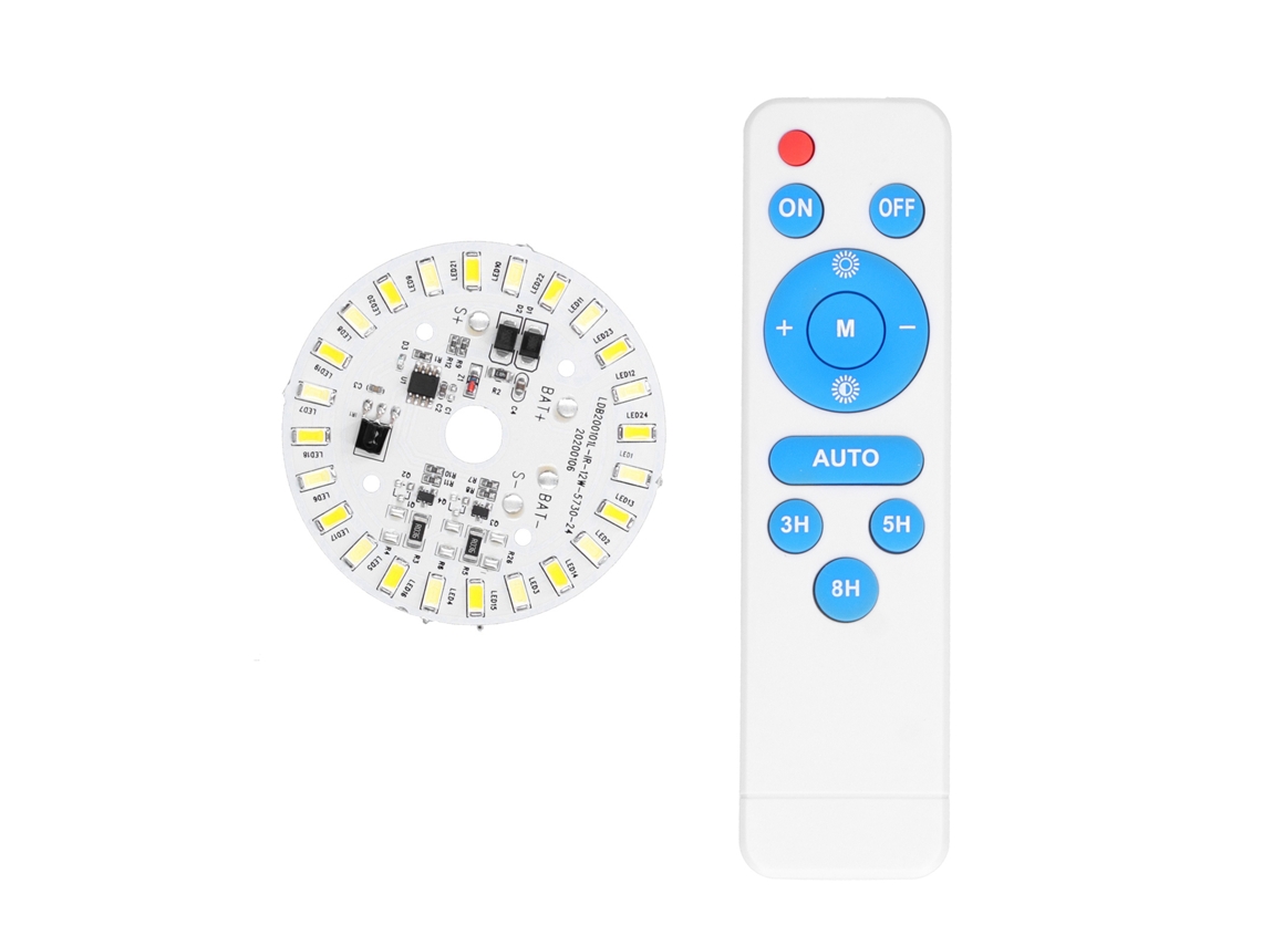 Rebe-lâmpada De Teto De Painel Led 12w 24led Com Controle Remoto, Luz Branca E Quente 3.2v/3.7v