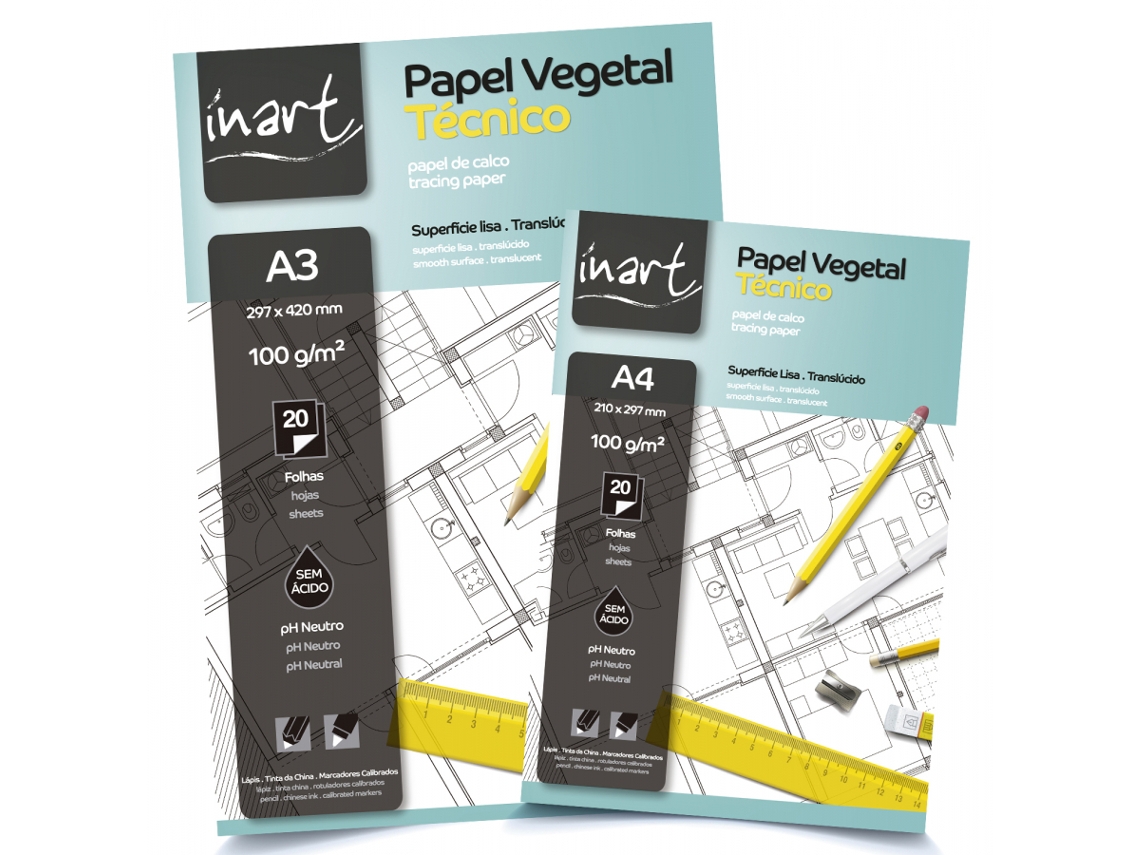 Bloco Vegetal Técnico Inart 100Gr A3 20 Folhas