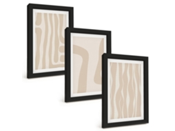 Quadros Decorativos Para Paredepadrões Abstratos Em Estilo Boho Moldura Preta Quadros Para O Escritório Espelharte (3 Peças 20x30 Cm)
