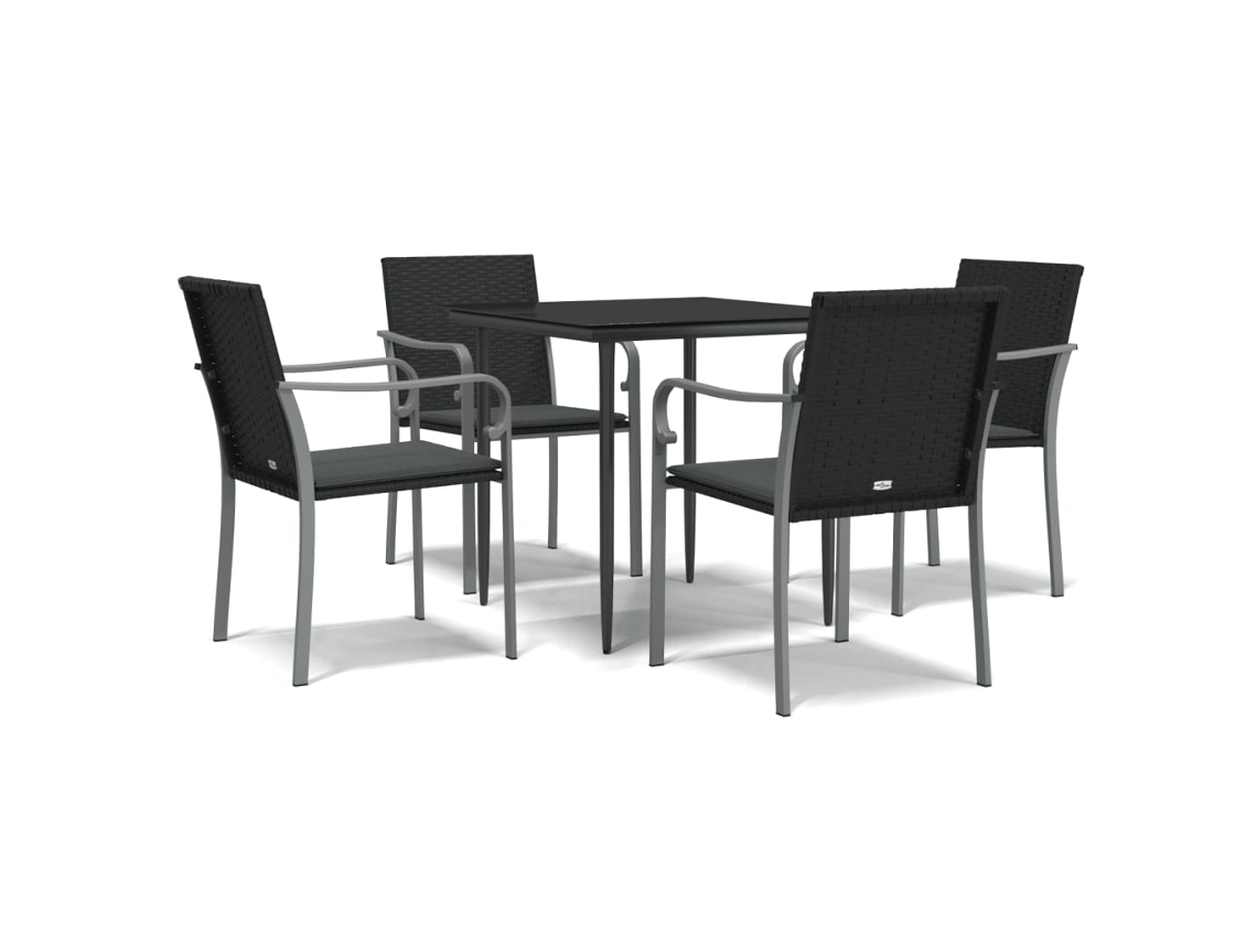 Conjunto de 5 Jantar para Jardim com Almofadões Vime Pe e Aço MAISON EXCLUSIVE (5pcs)
