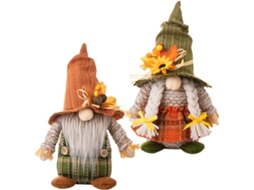 Conjunto 2 Bonecos Decorativos Gnomos Enchimento Algodão Pp Cascalho Graças Chapéu Pescador Decoração Festas GOKOCO