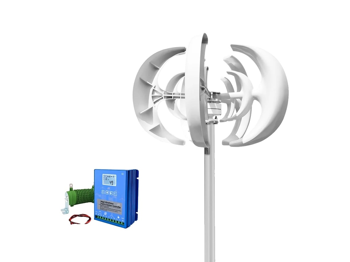Gerador De Energia Eólica, Design De Eixo Vertical, Capacidade De Integração Solar, Com Controle Híbrido, 5000w, 12v