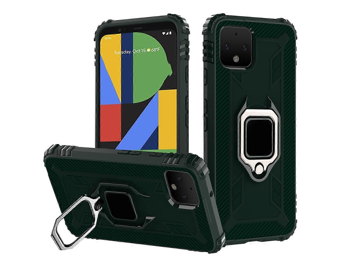 Capa Protetora De Fibra De Carbono Com Suporte De Anel Giratório De 360 Graus Para Google Pixel 4 Xl