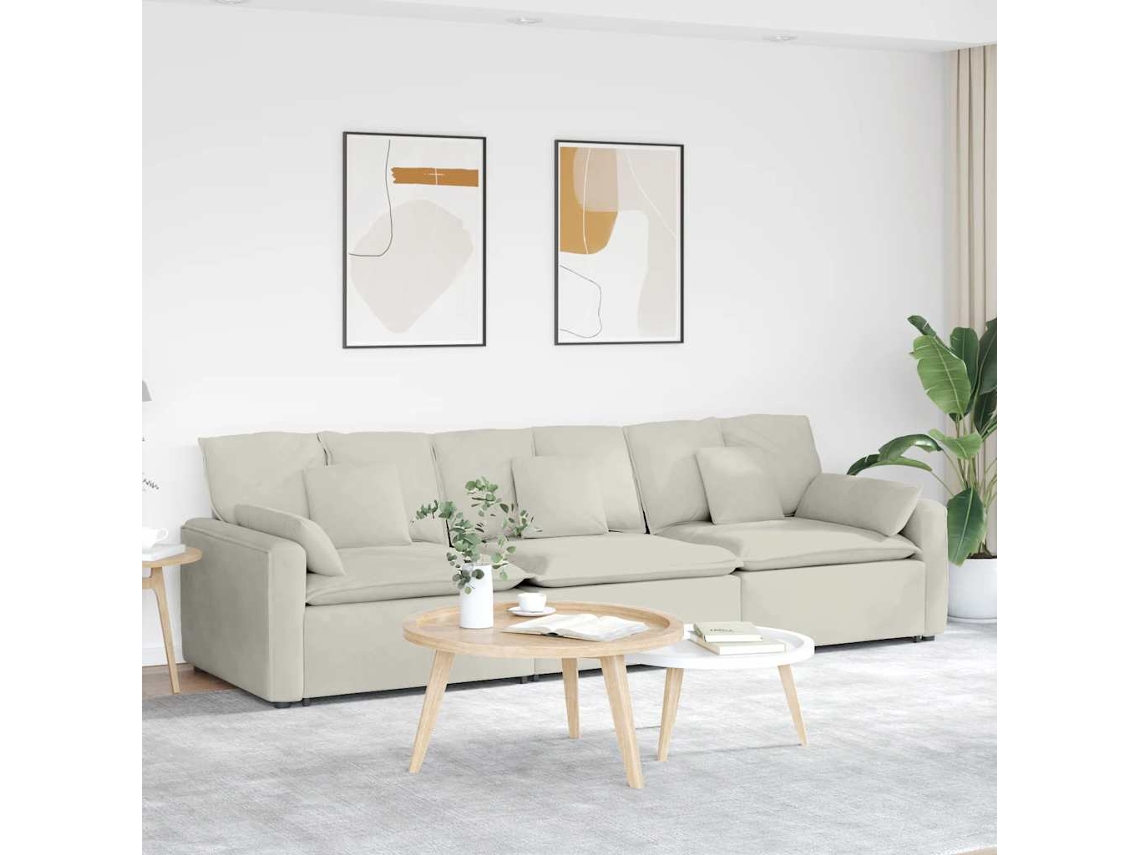 Vidaxl Sofá Modular Com Almofadas Creme