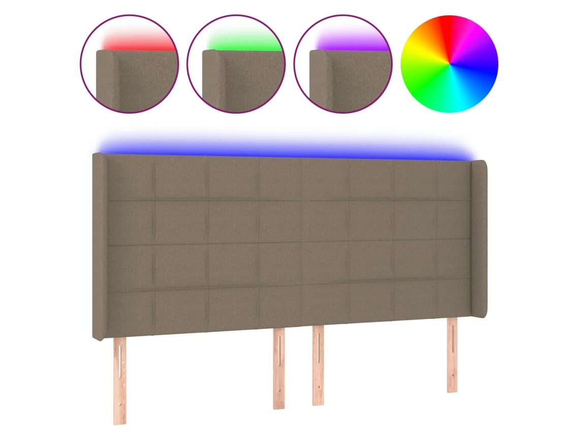 Led Headboard, Led Headboards Vidaxl Cinzento-acastanhado Tecido (163 X 16 X 118/128 Cm)