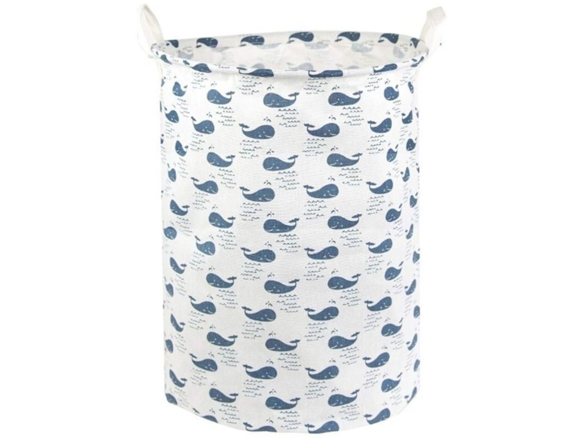 Cesto de Roupa Dobrável com Estampa de Baleia Azul BRILVIBERA