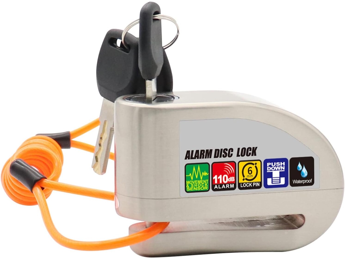 Trava De Disco Com Alarme, Trava De Freio A Disco Para Rodas, Até 110db, Alarme Sonoro À Prova D'água, Proteção