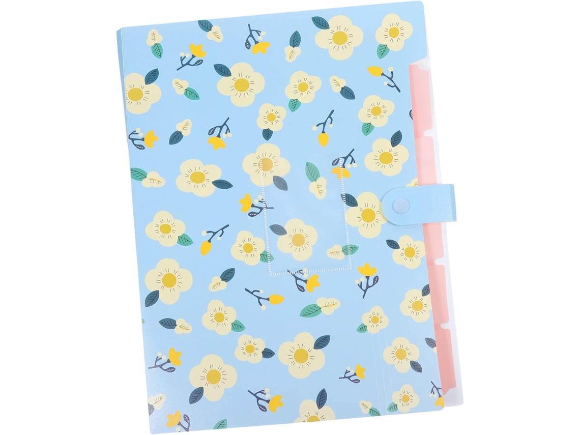 Pasta Plástica Portátil Multicamadas Com Estampa Floral Azul, Organizador Para Escritório E Escola, Gokoco