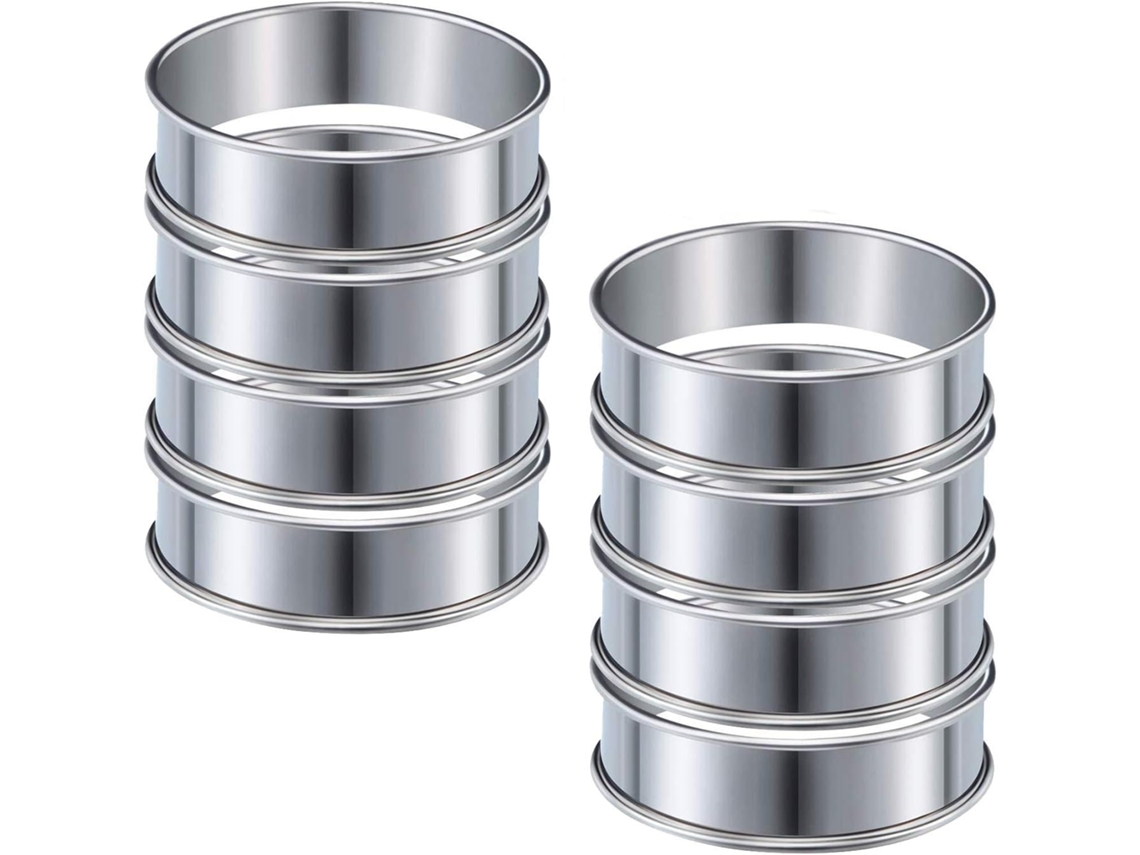 8 Aros De Aço Inoxidável 10, 4cm 4, 1 Polegadas Para Muffins E Bolos, Ideais Para Culinária Caseira