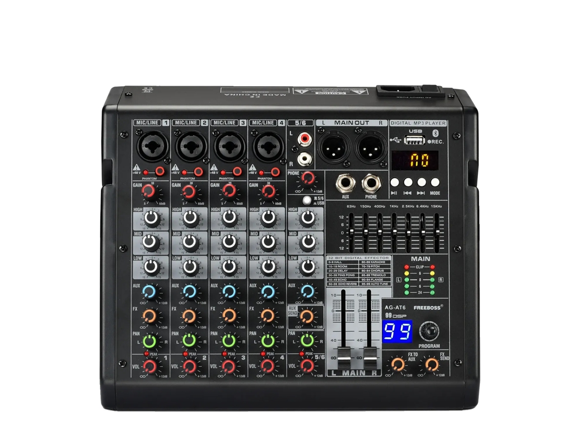 Mixer De Áudio, 6 Canais, 99 Efeitos Dsp,conector Eu Oem
