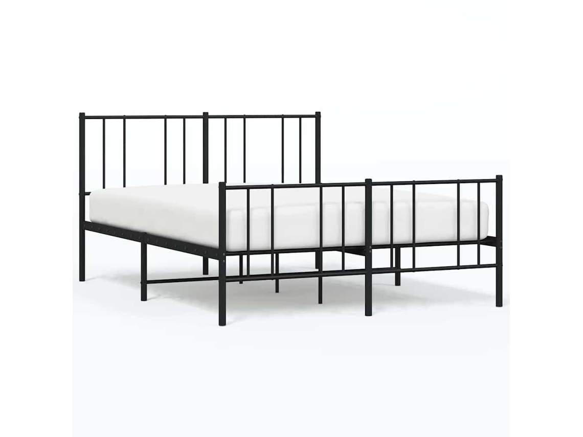 Estrutura de Cama com Cabeceira e Pés Metal Preto MAISON EXCLUSIVE 150x200 cm