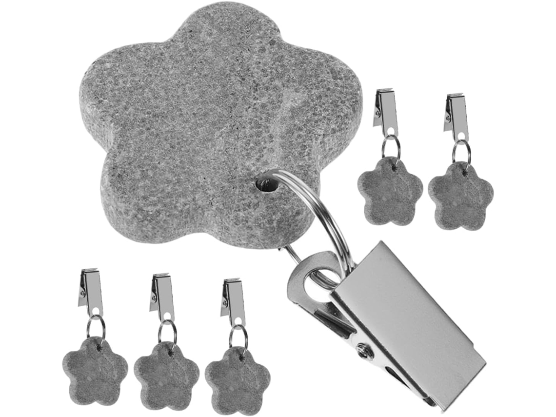 Conjunto De 6 Prendedores Toalha Mesa Com Design Floral E Textura Pedra, Para Uso Interno Externo. Vayotoy