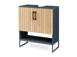 Armário alto EN.CASA Svanes com 2 portas 170x30x30 cm cinza escuro/natural