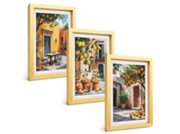Composição De Quadros Frutas Cítricas No Jardim Espelharte (3 Peças 20x30 Cm)