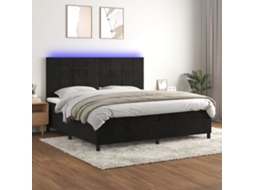 Vidaxl Cama Box Spring C/ Colchão/led 200x200 Cm Veludo Preto
