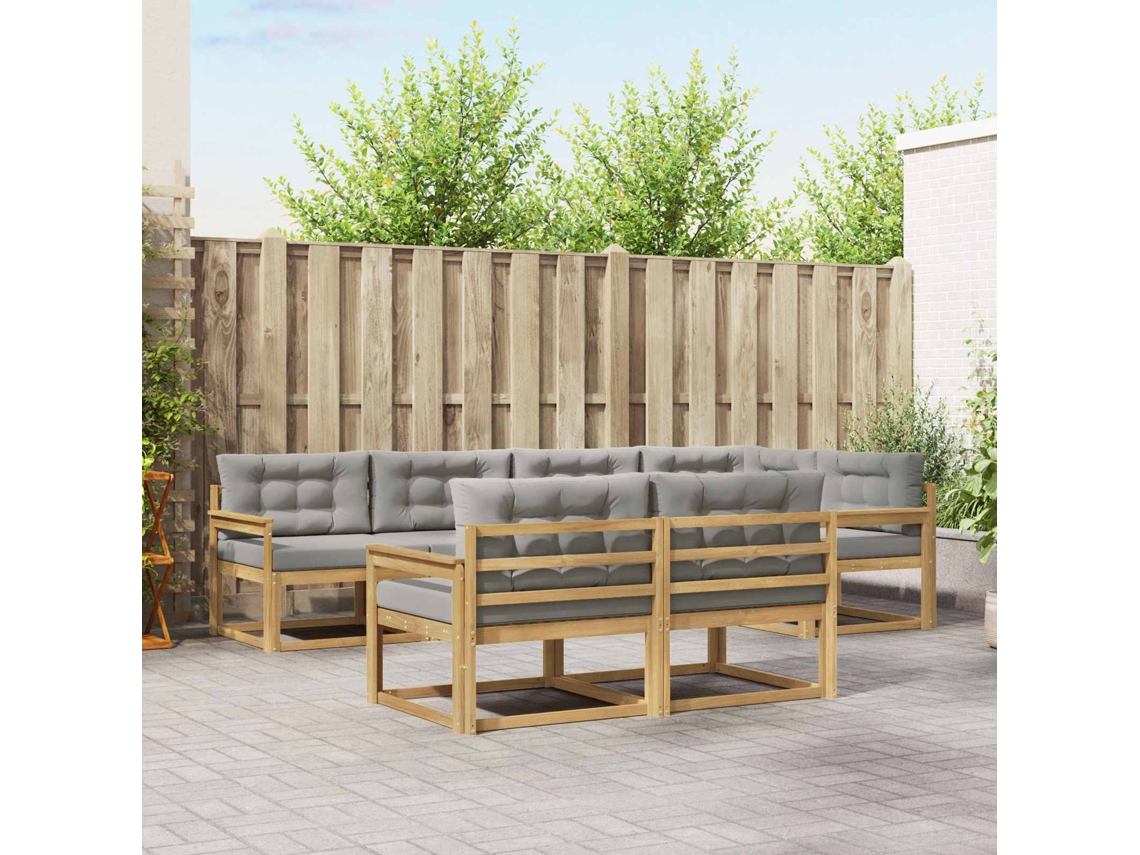 Vidaxl Conjunto De Sofás Para Exterior 6 Unid. Branco E Cinzento-claro