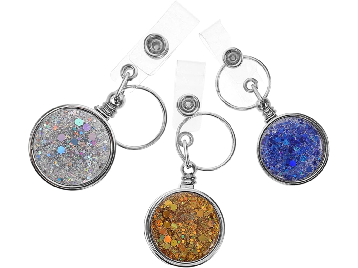 Lurelia Porta-crachá Retrátil Com Clipe Com Strass Em Metal E Abs Prateado Para Escritório