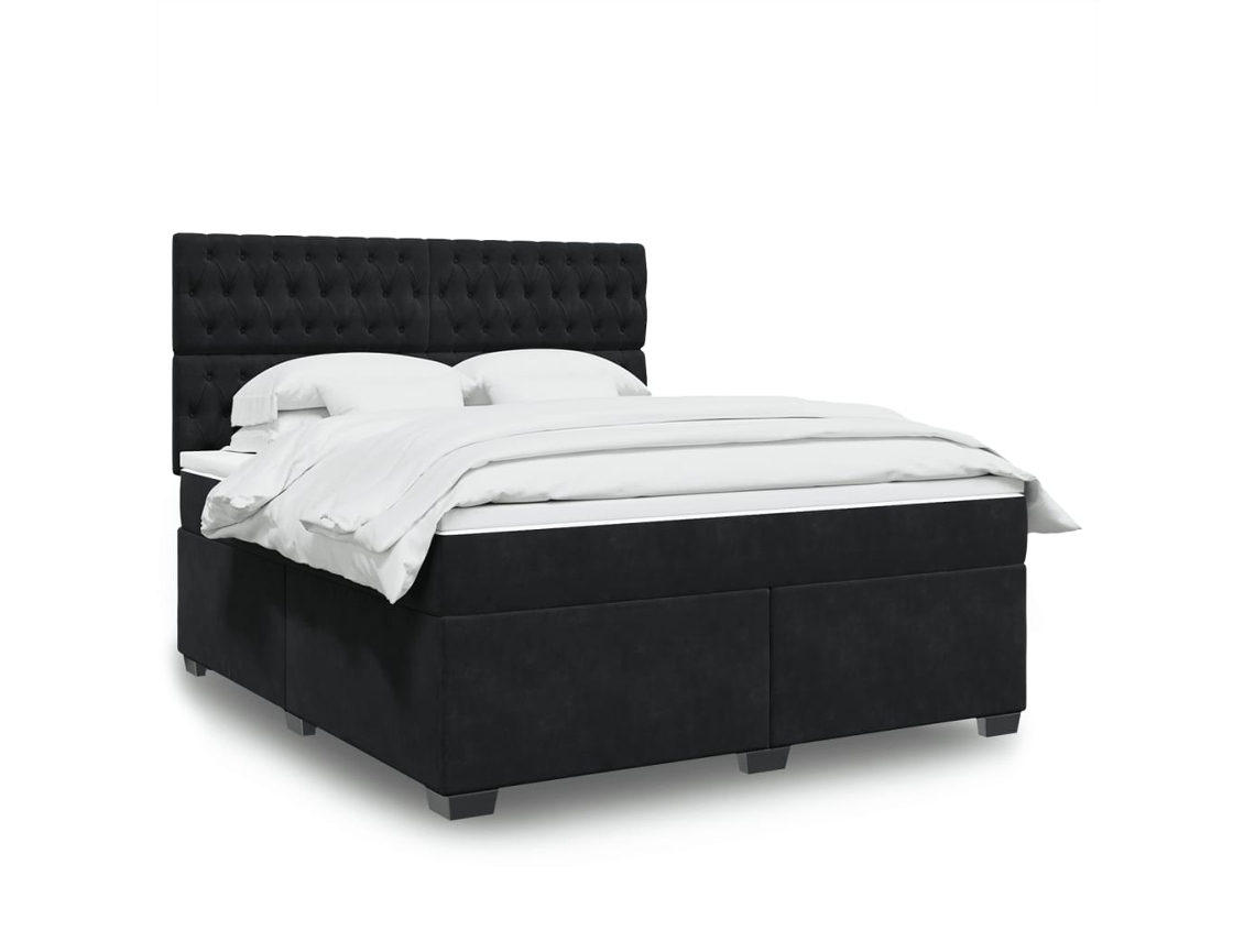 Vidaxl Cama Com Molas/colchão 180x200 Cm Veludo Preto