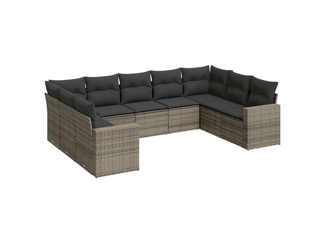 Maison Exclusive - 9 Pcs Conjunto Sofás P/ Jardim Com Almofadões Vime Pe Cinza