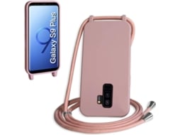 Correia Colar Fino Párachoques para Samsung Galaxy S9 Plus HONGWE. Pele Sintética Anti-Choque Rosa