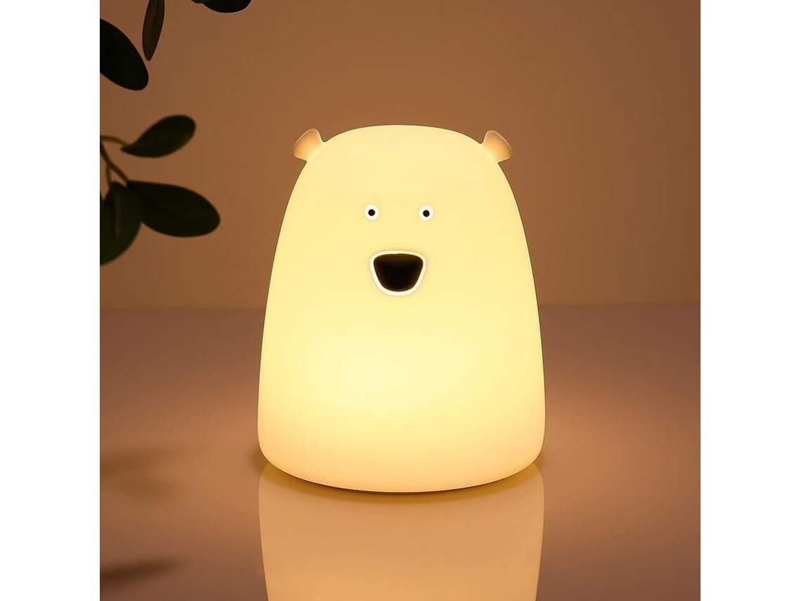 Lâmpada de Noite LINJOU Urso Fofo com Bateria para Quarto Infantil